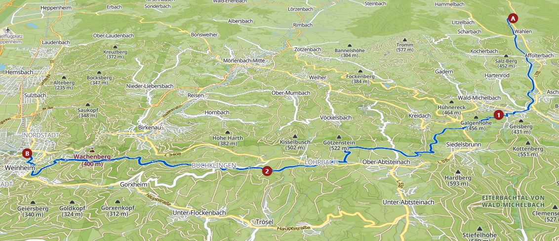 Von Gras-Ellenbach nach Weinheim